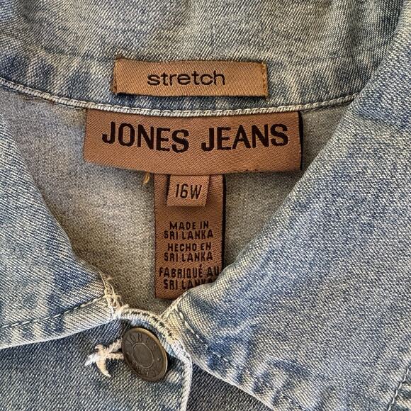 Jones New York Light Wash Denim Vest Button Front Sleeveless Pockets 16W - Picture 6 of 9